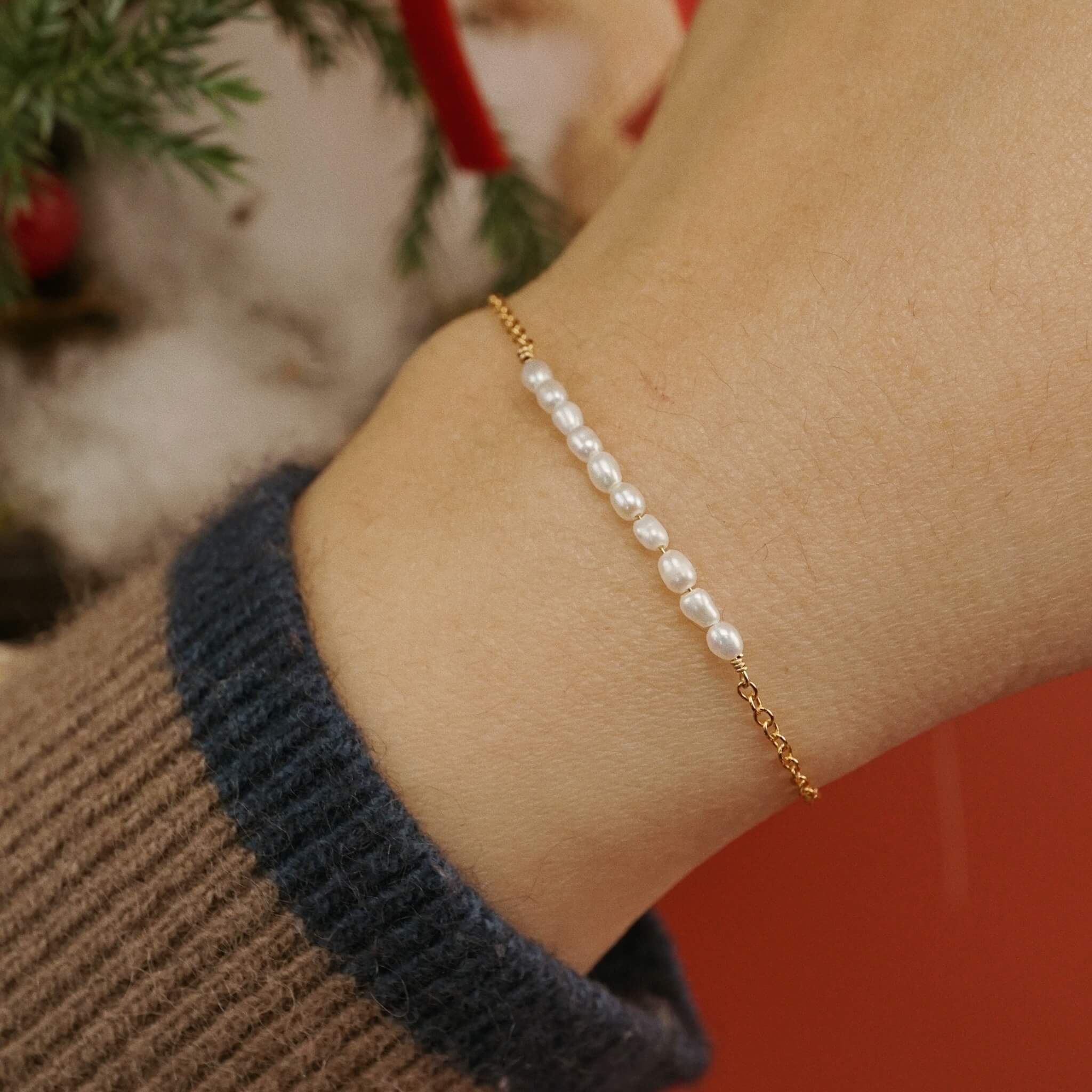  RICE SHAPE PEARL BAR BRACELET 