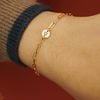  ROUND LETTER LINK RECTANGLE CHAIN BRACELET 