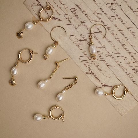 BOLD PEARL MIX BEADED OPEN HOOP EARRINGS