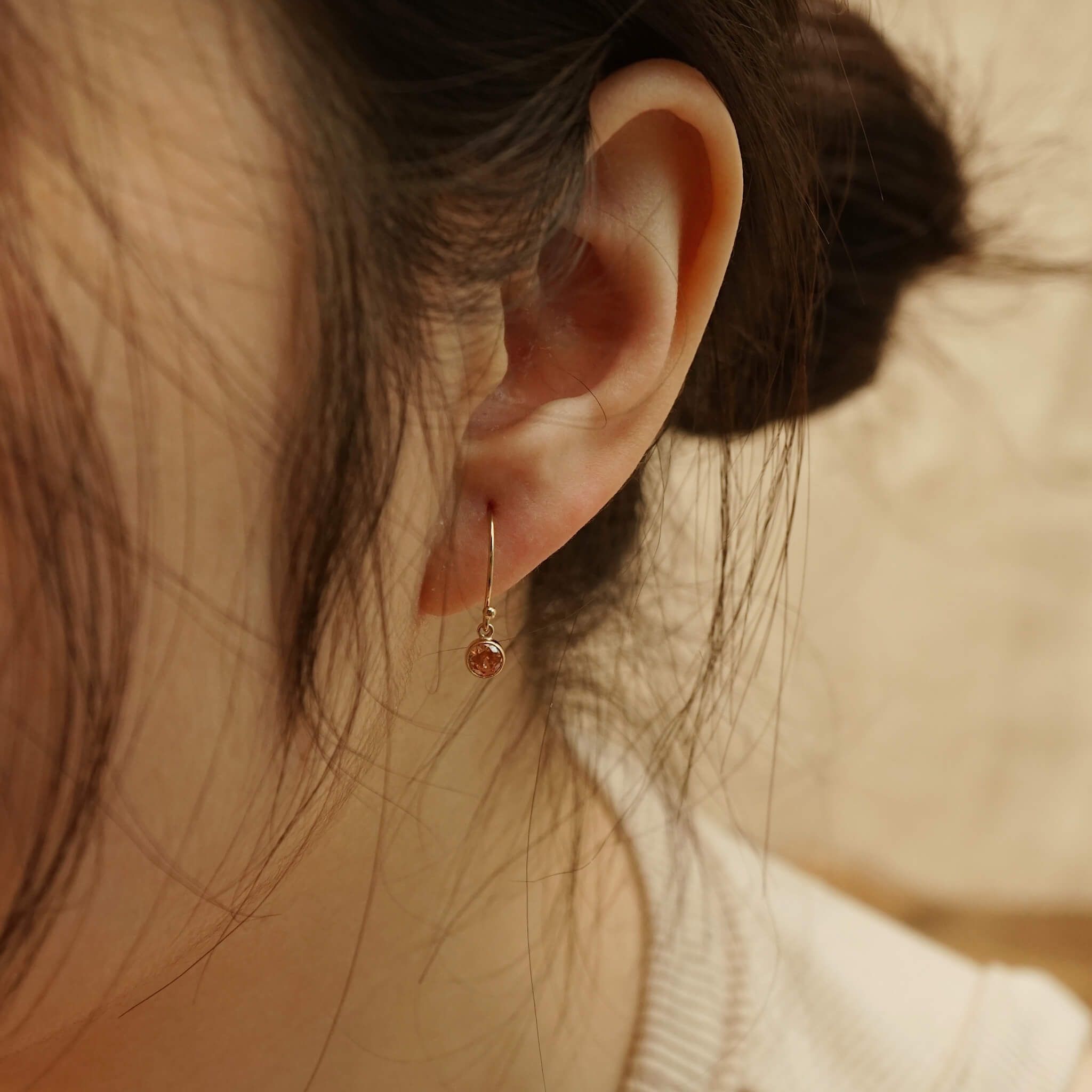  STONE OPEN HOOP EARRINGS 