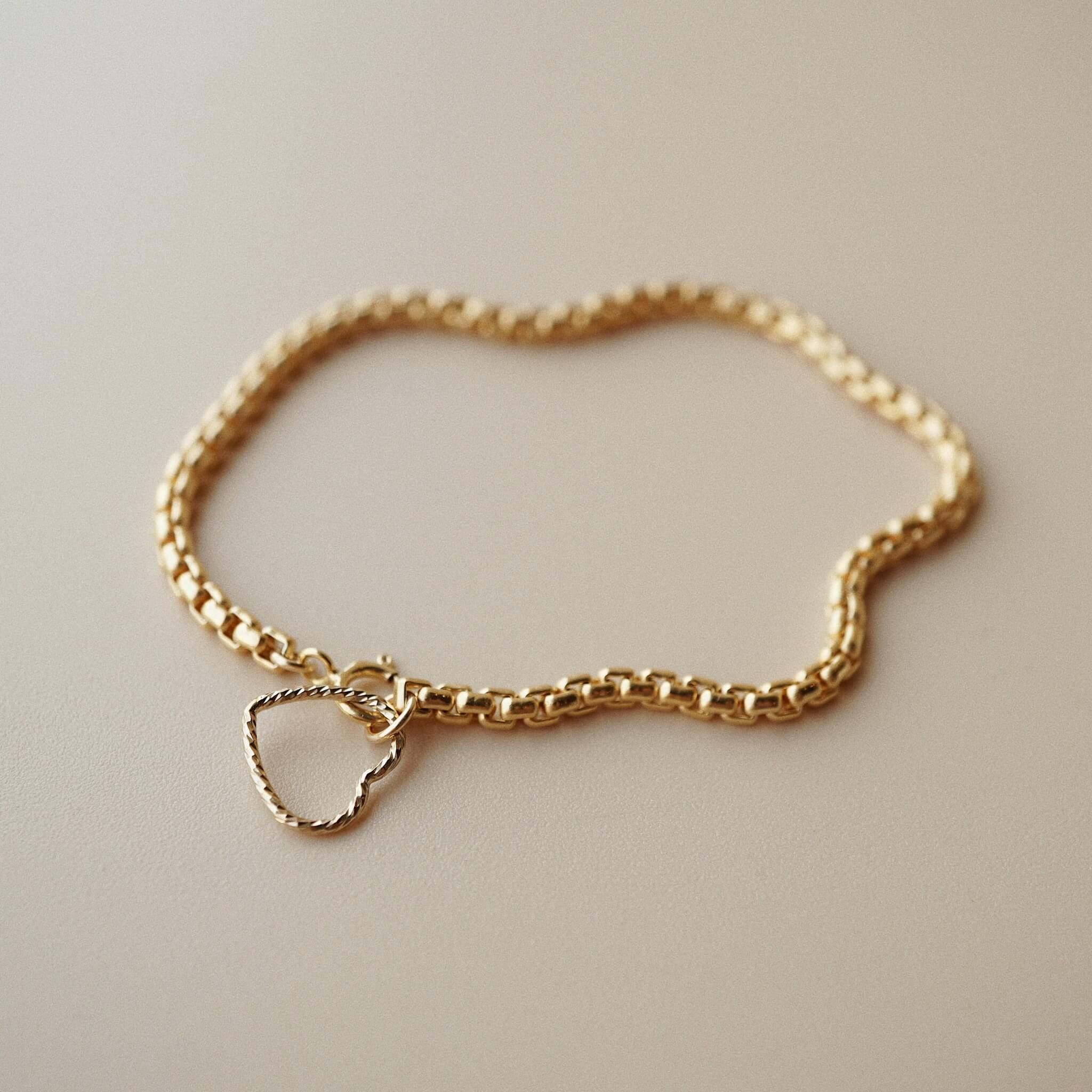  SPARKLE HEART - VENETIAN BOX CHAIN BRACELET 