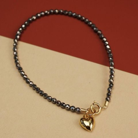 PUFF HEART - SILVER OBSIDIAN BRACELET