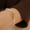  HAMMER HEART CLASP BOLD RICE SHAPE PEARL BRACELET 