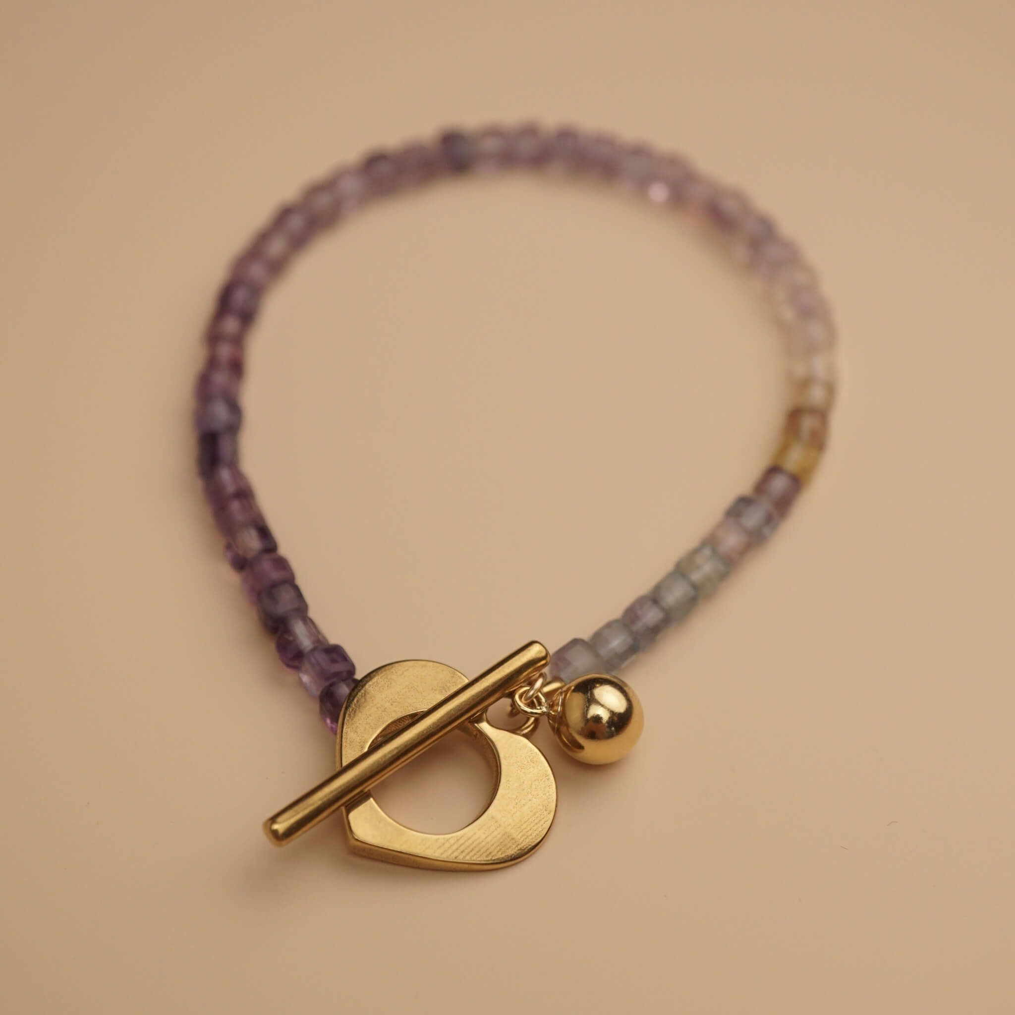  DROPBALL - HEART CLASP FLUORIT BRACELET 