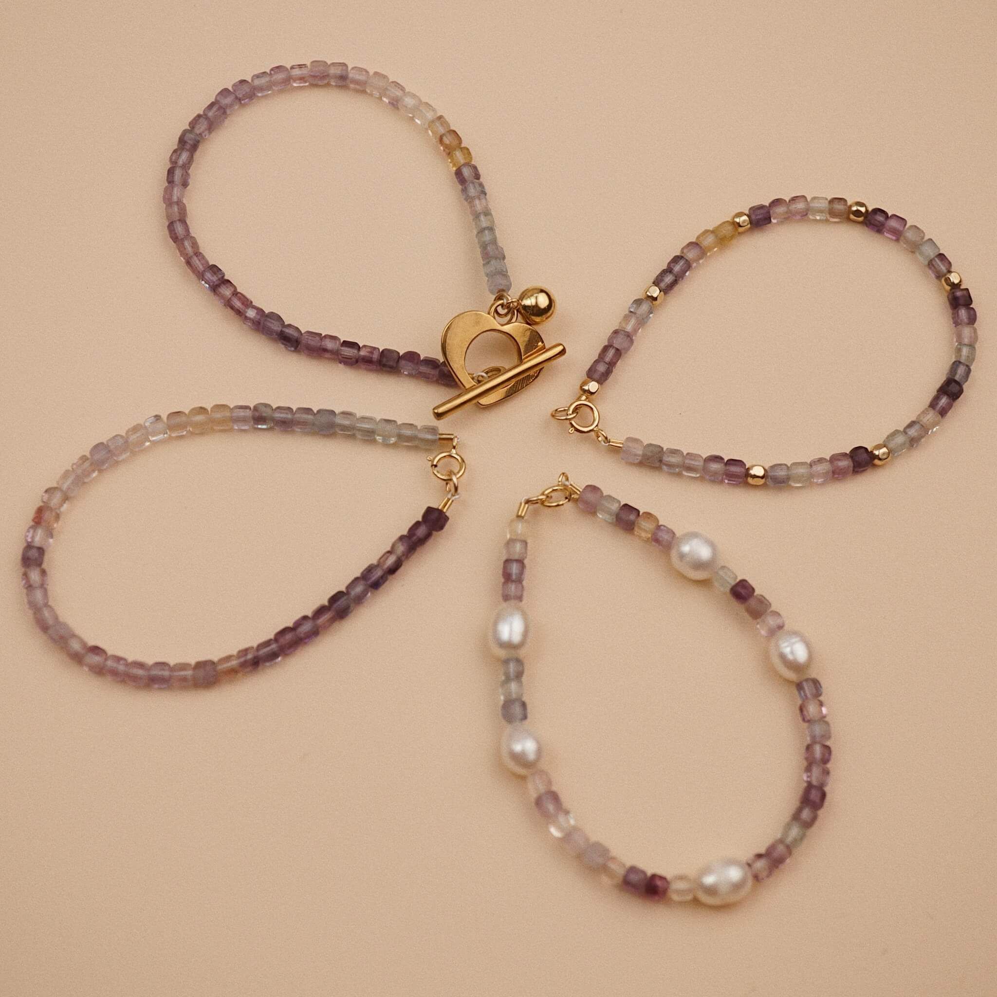  DROPBALL - HEART CLASP FLUORIT BRACELET 
