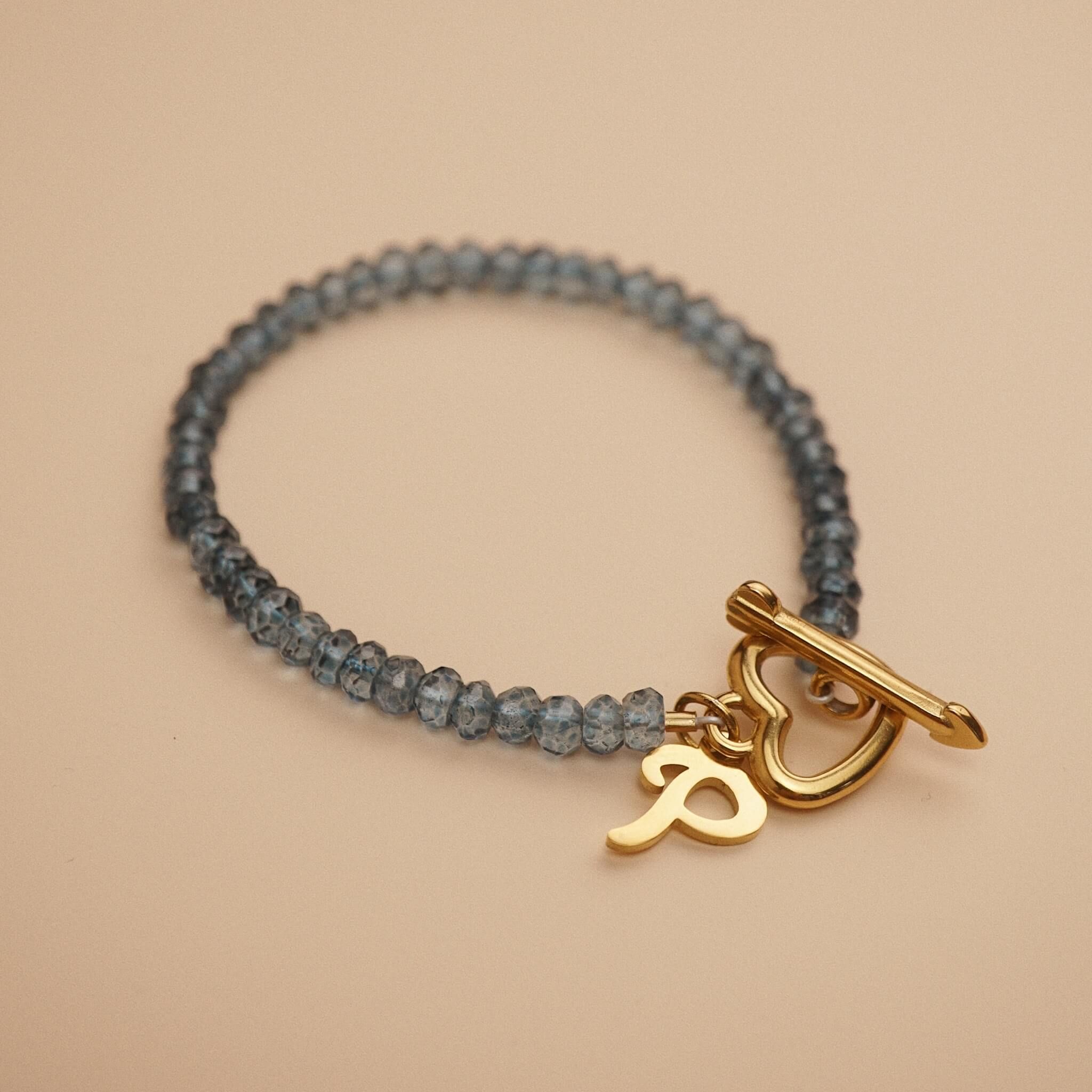  ITALIC SCRIPT LETTER - CUPID CLASP TOPAZ BRACELET 