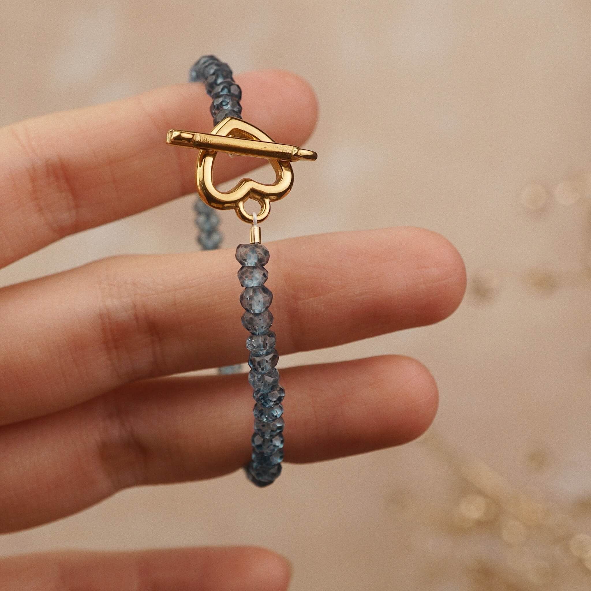  ITALIC SCRIPT LETTER - CUPID CLASP TOPAZ BRACELET 