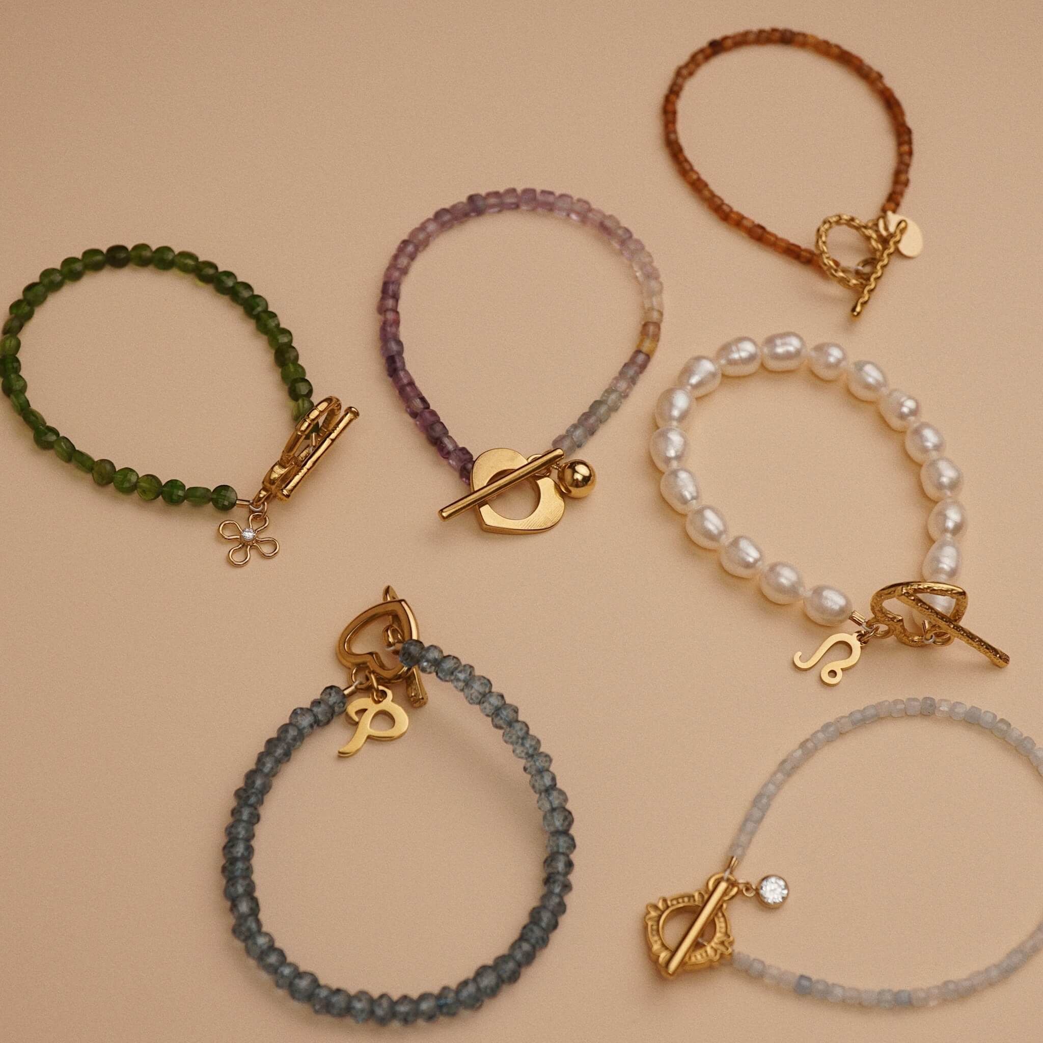  DROPBALL - HEART CLASP FLUORIT BRACELET 