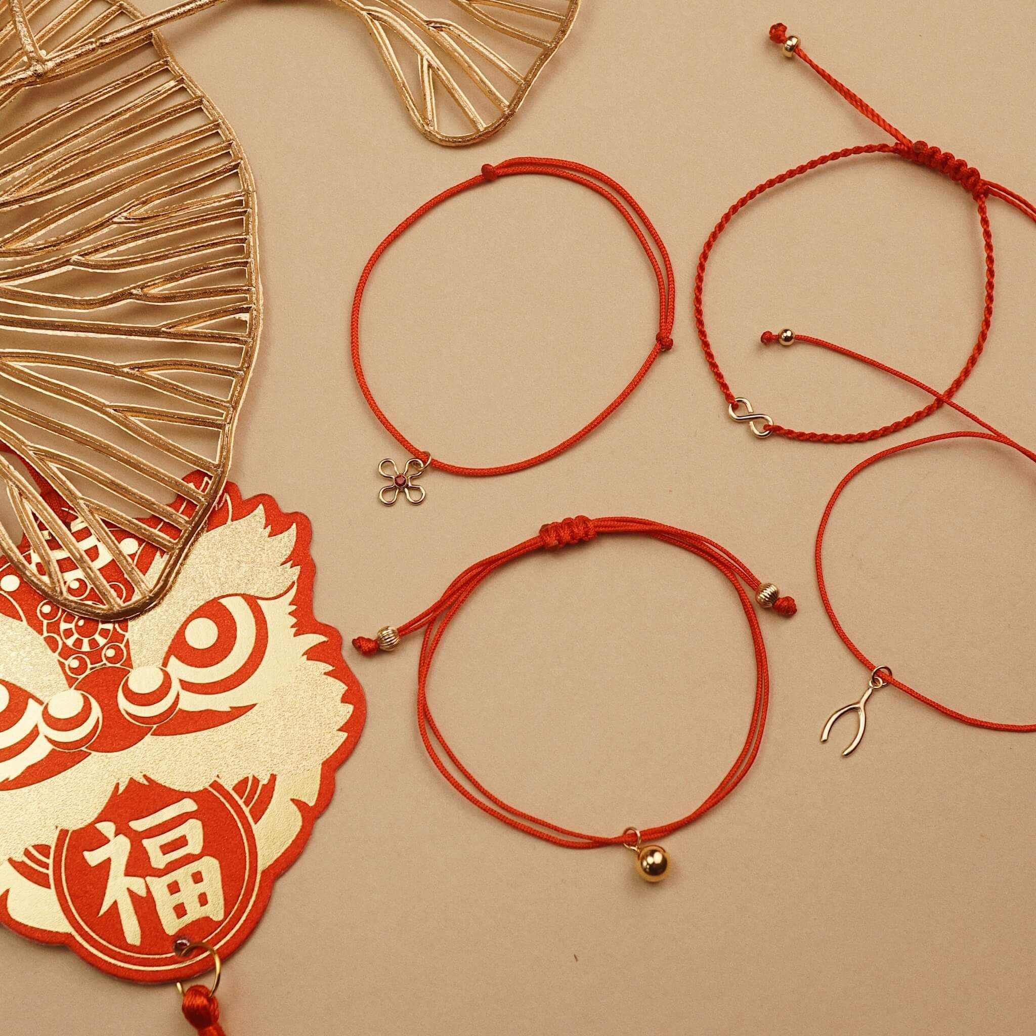  FLOWER - RED LUCKY STRING BRACELET 
