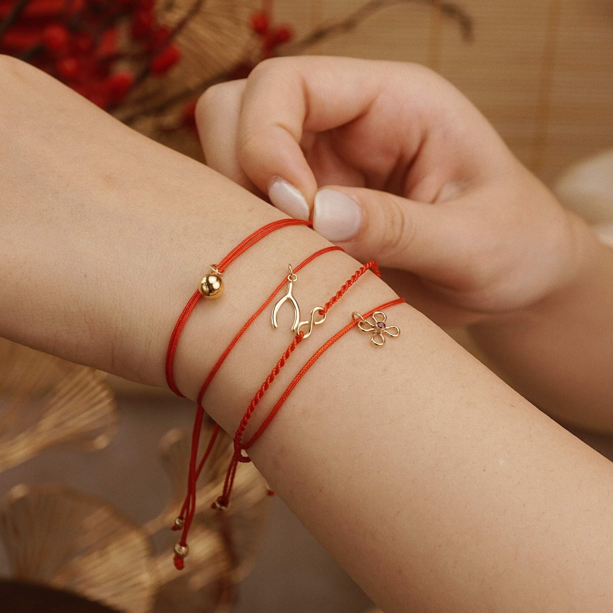  FLOWER - RED LUCKY STRING BRACELET 