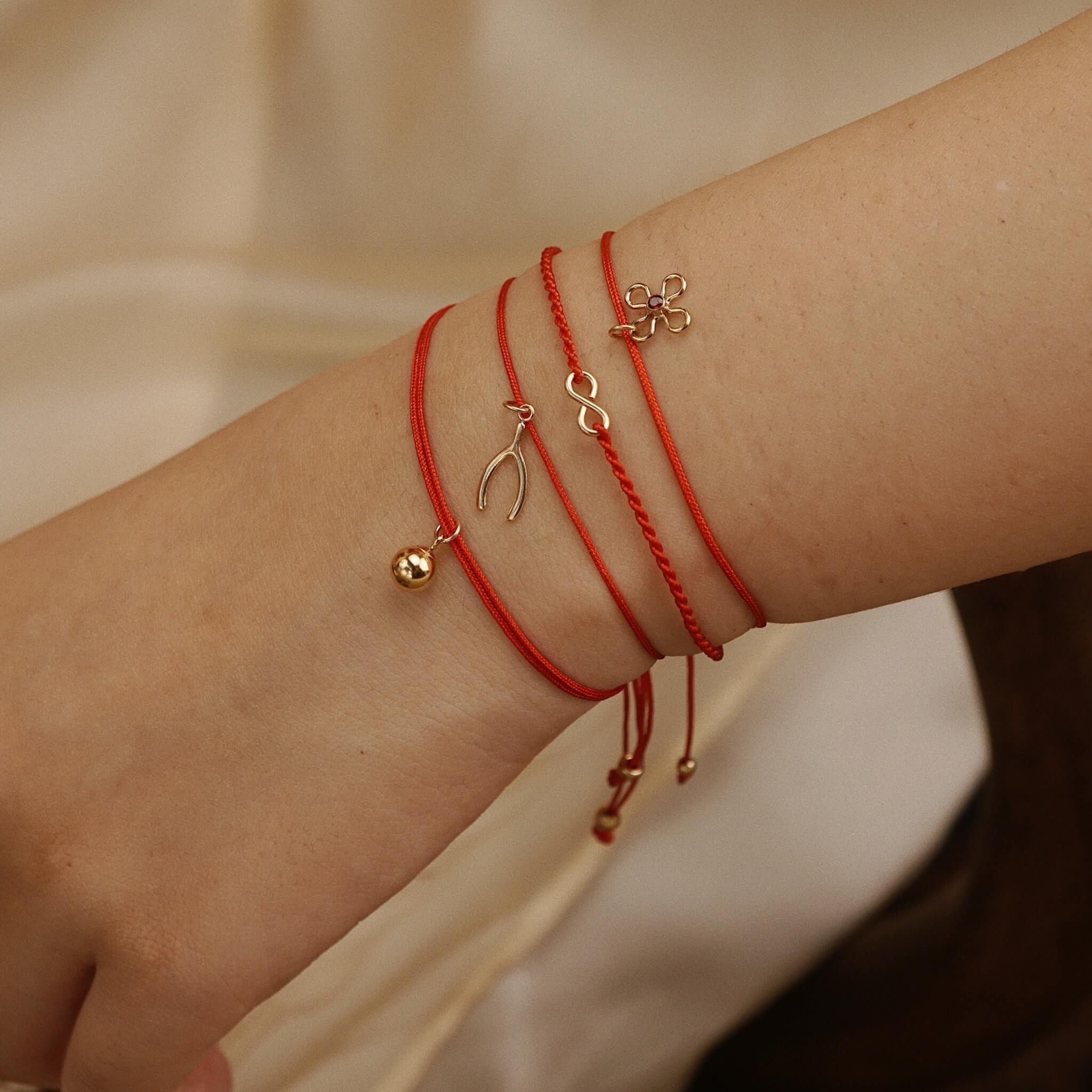  FLOWER - RED LUCKY STRING BRACELET 