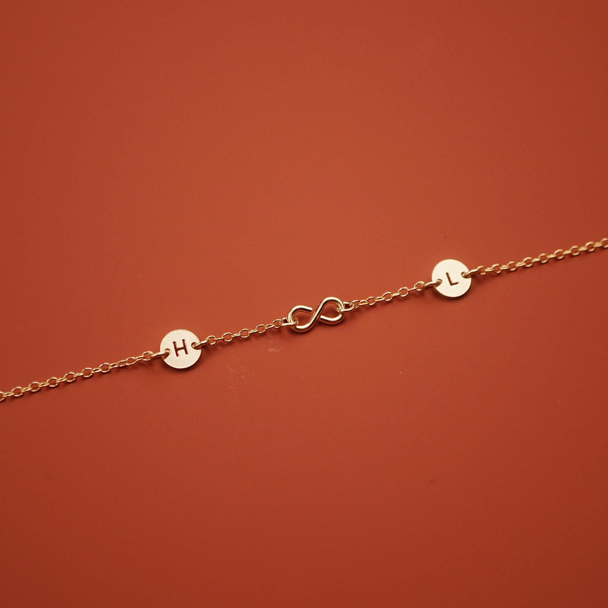  DOUBLE ROUND LETTER MINI INFINITY BRACELET 