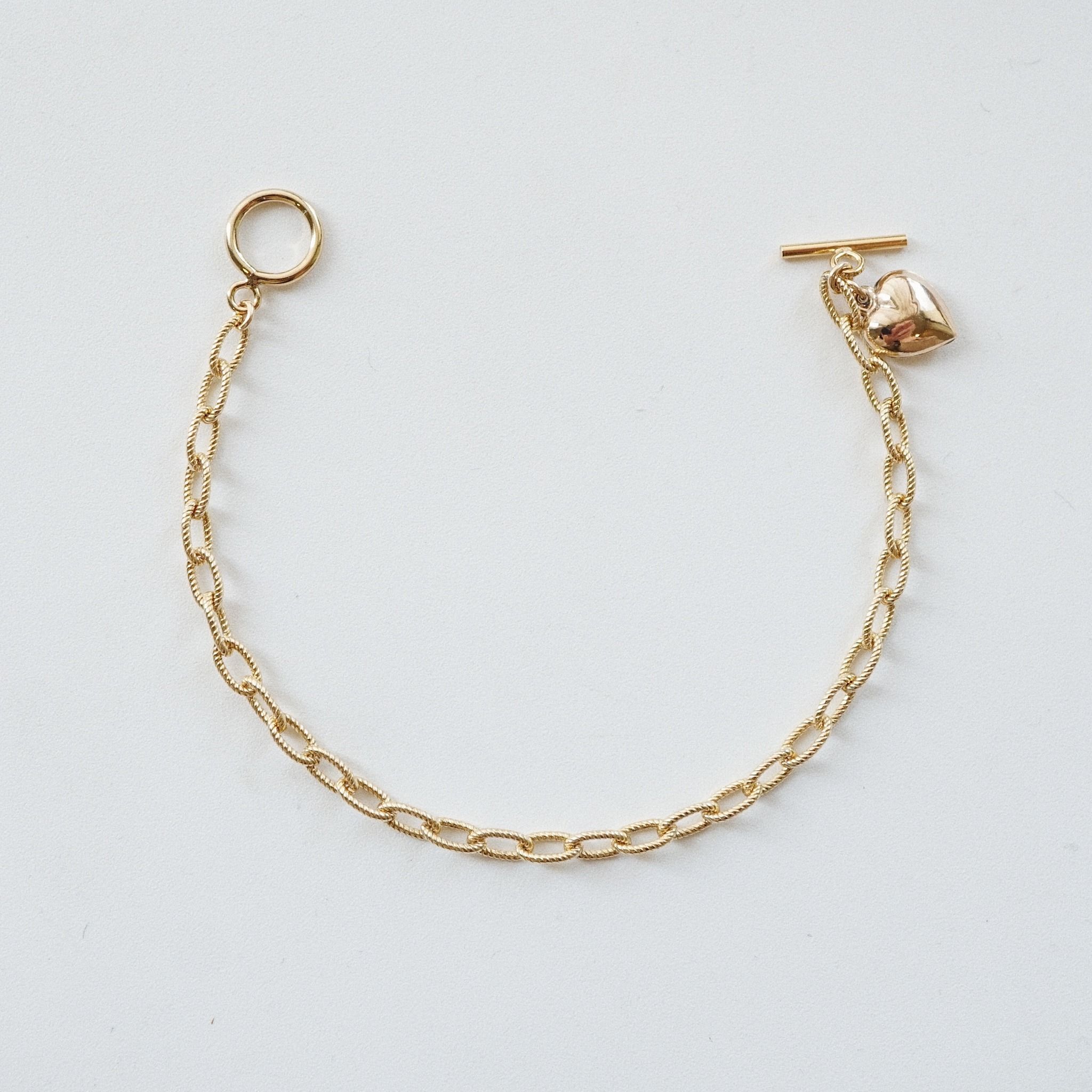  PUFF HEART - TOGGLE CLASP OVAL CABLE BRACELET 