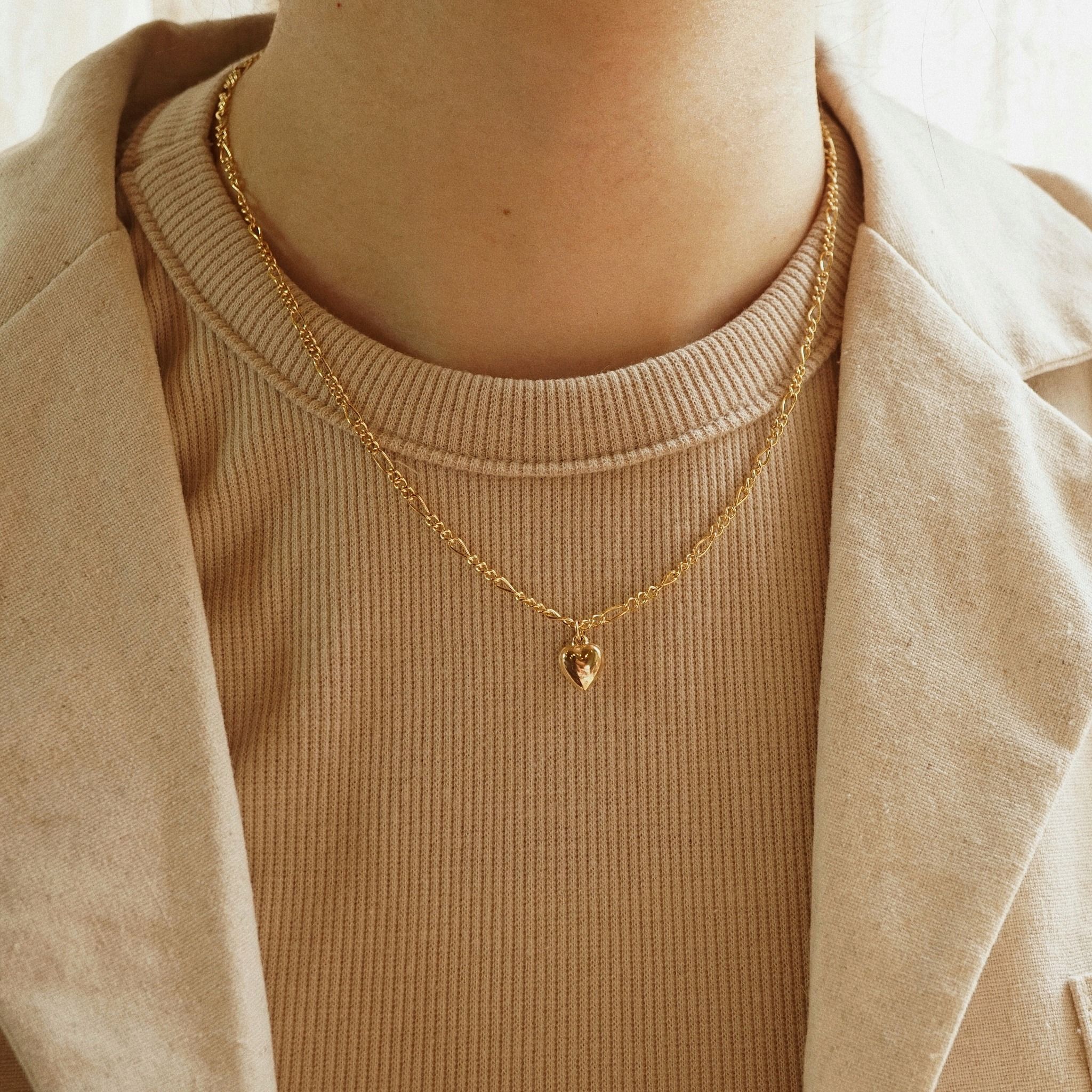  PUFF HEART FIGARO NECKLACE 