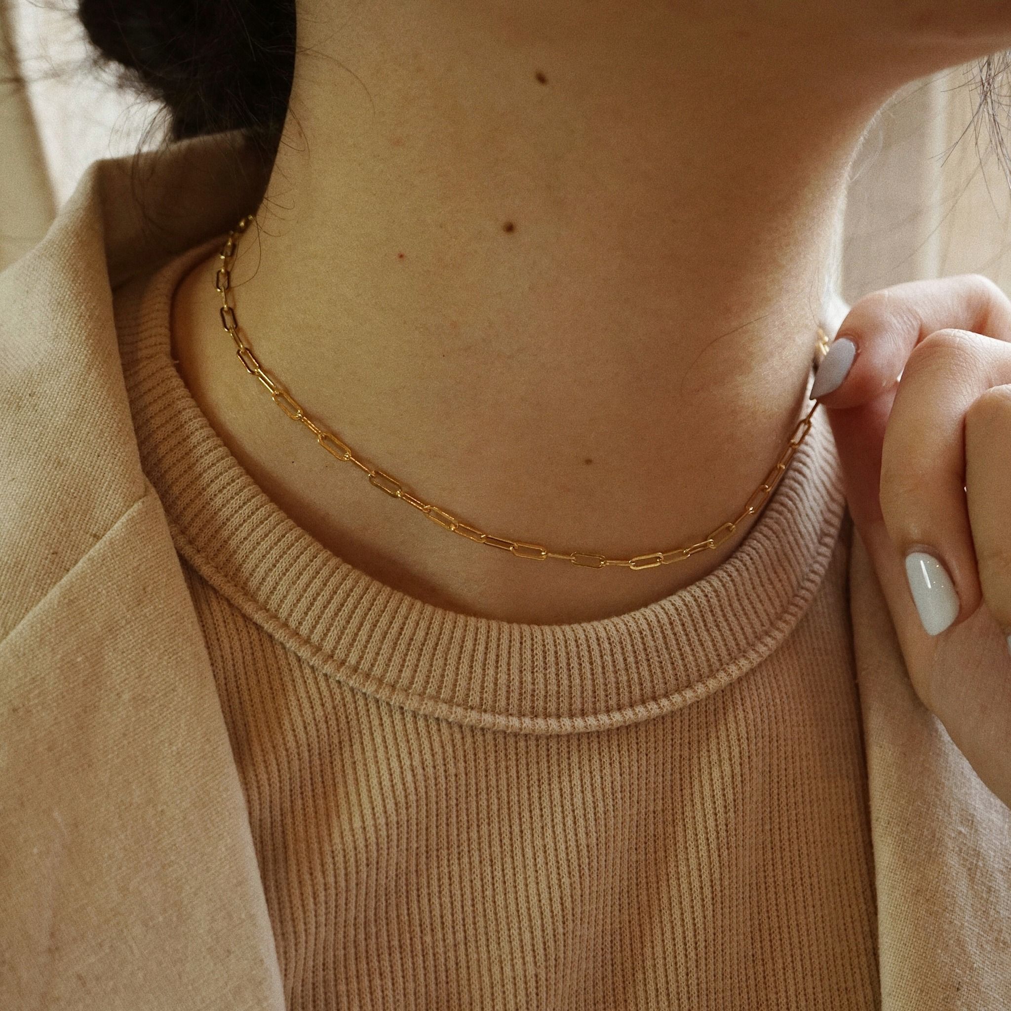  RECTANGLE CHAIN CHOKER NECKLACE 
