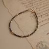  ROUND SILVER OBSIDIAN STONE BRACELET 