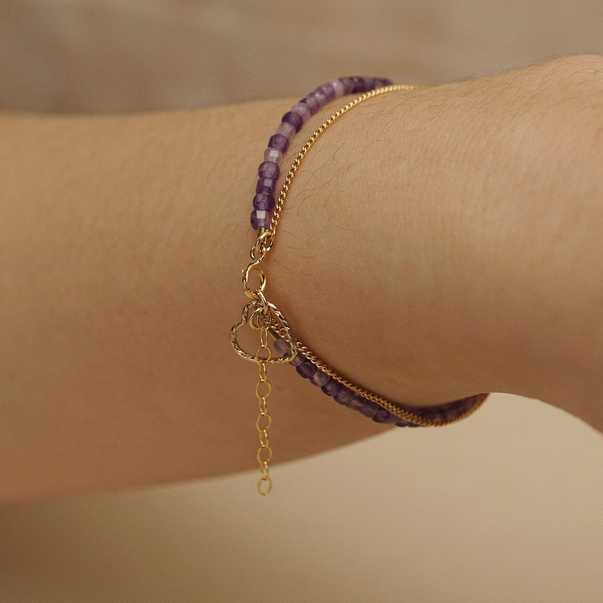  SPARKLE HEART - SILKY AMETHYST BRACELET 