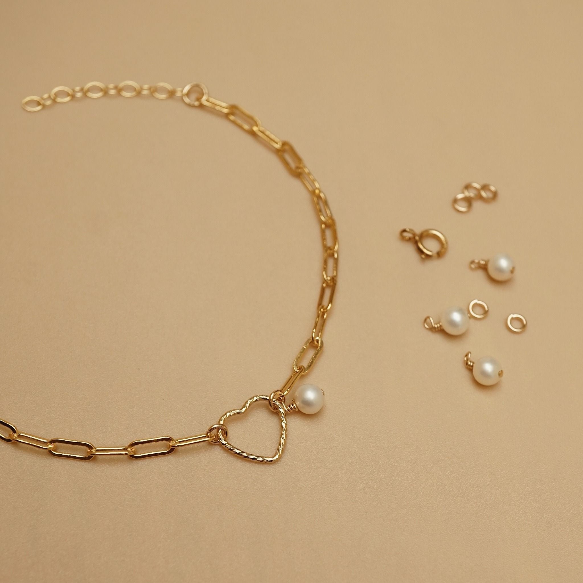  SPARKLE HEART & PEARL RECTANGLE BRACELET 