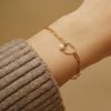  SPARKLE HEART & PEARL RECTANGLE BRACELET 