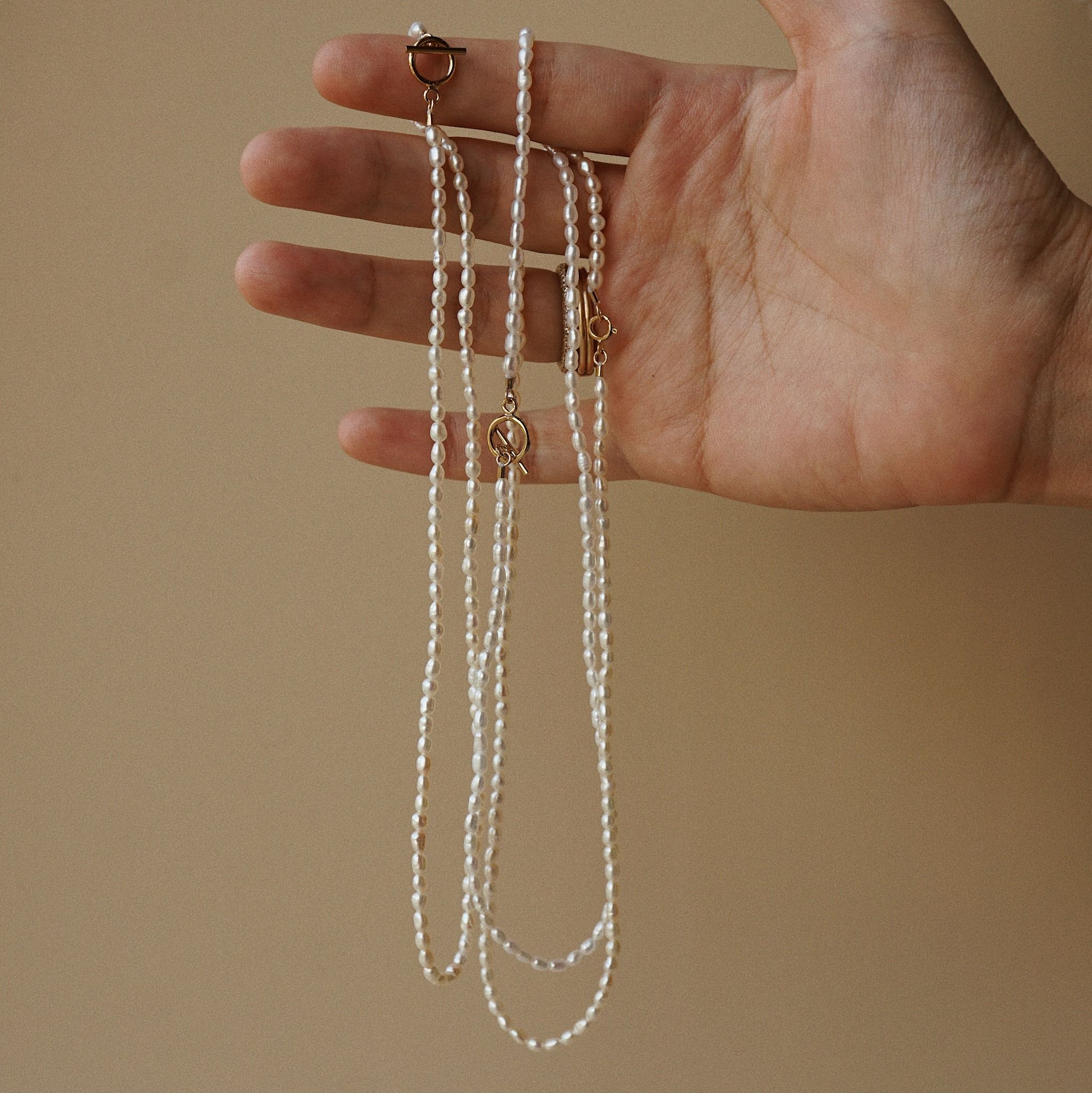  RICE SHAPE PEARL CHOKER NECKLACE 