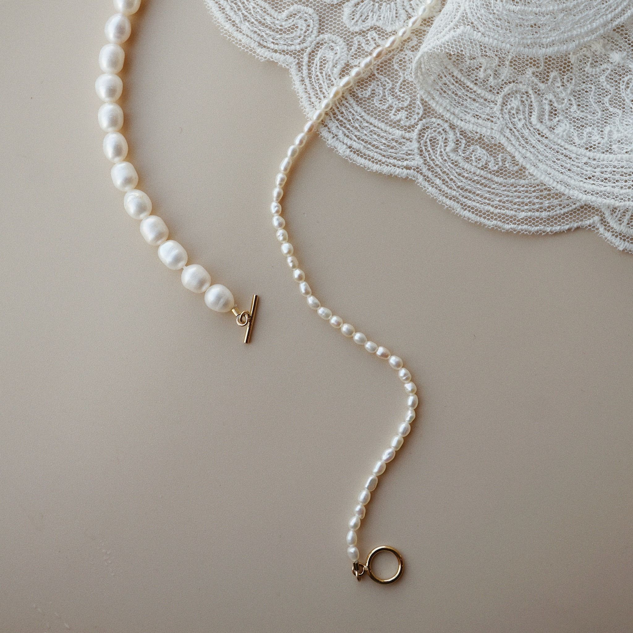  TOGGLE CLASP MIXED PEARL CHOKER NECKLACE 