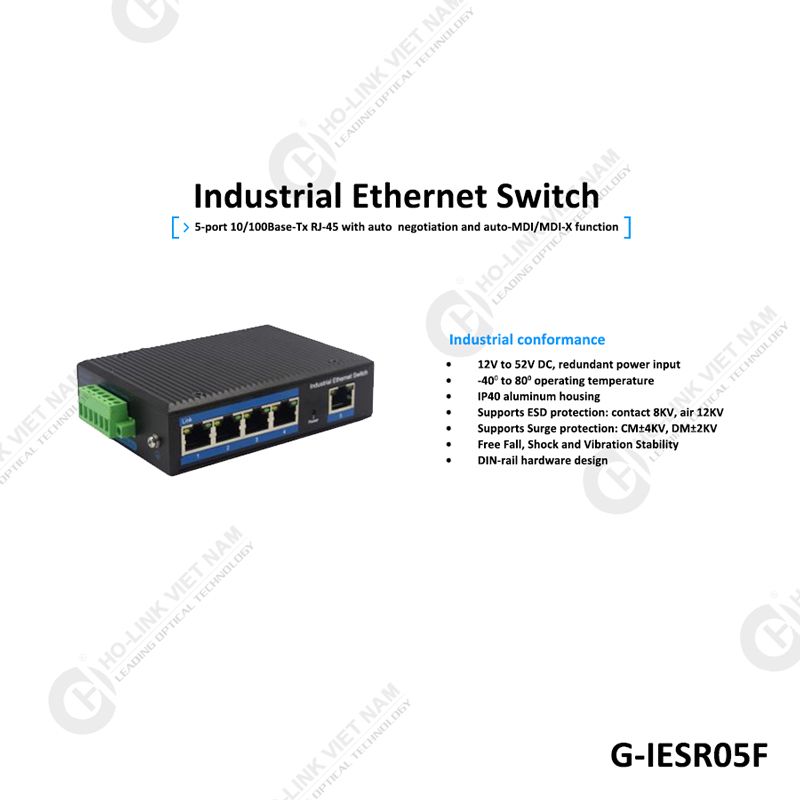 G-IESR05F switch 5 cổng công nghiệp GNETCOM