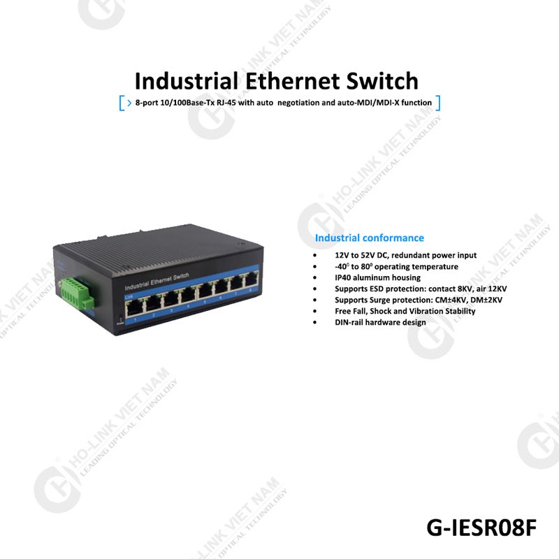 G-IESR08F switch 8 cổng công nghiệp GNETCOM