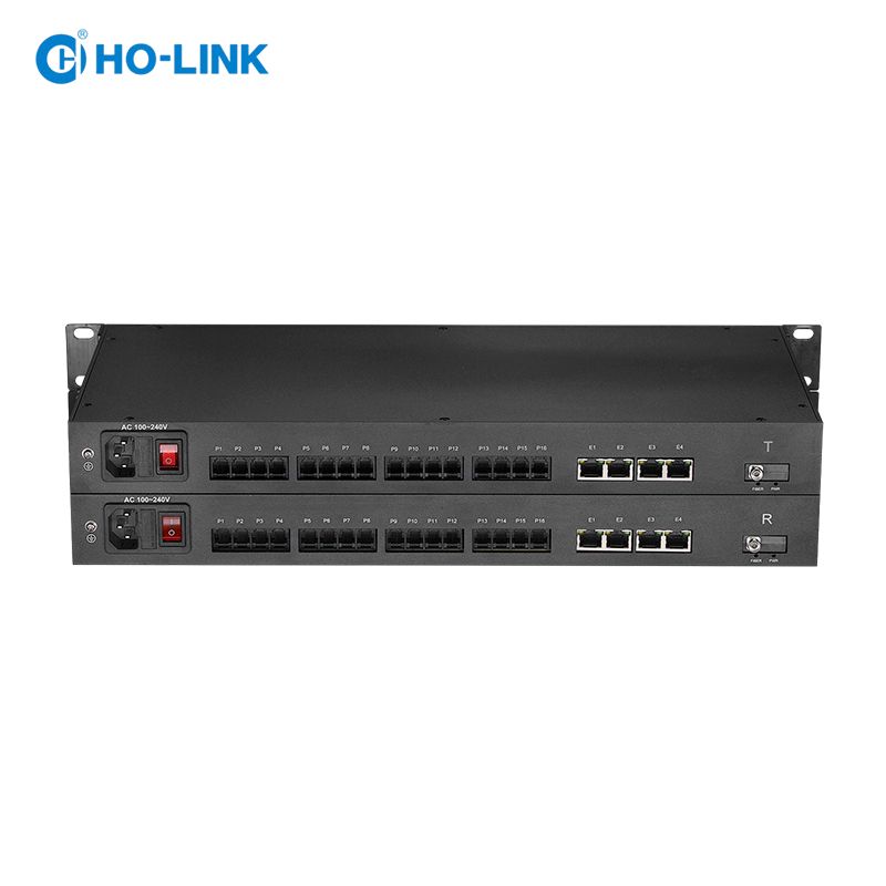 HL-16P4E-TRF bộ chuyển đổi quang thoại 16 kênh kèm cổng mạng HO-LINK