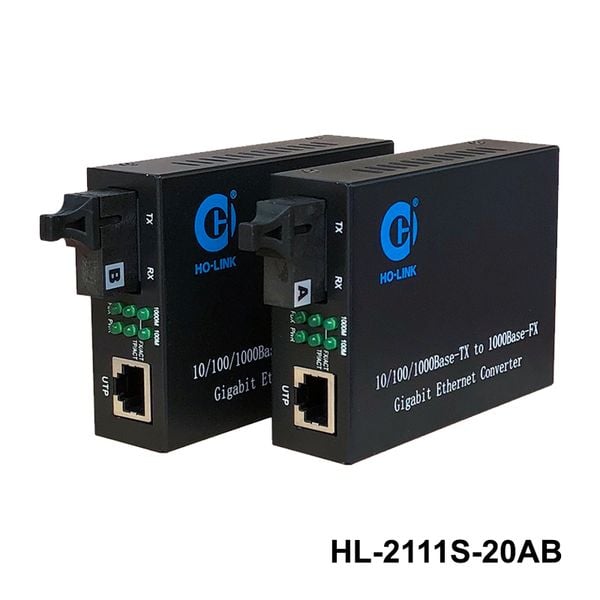  Bộ chuyển đổi quang điện 1 sợi quang 1000Mbps HO-LINK HL-2111S-20A/B 