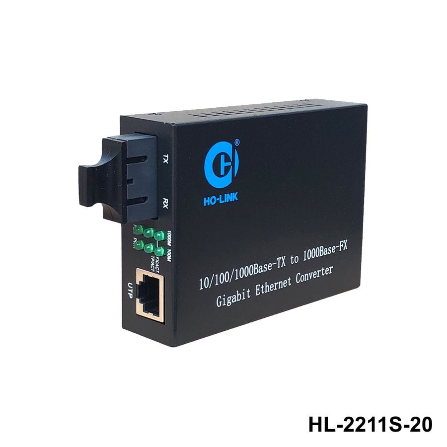 Bộ chuyển đổi quang điện 2 sợi quang 1000Mbps HO-LINK HL-2211S-20
