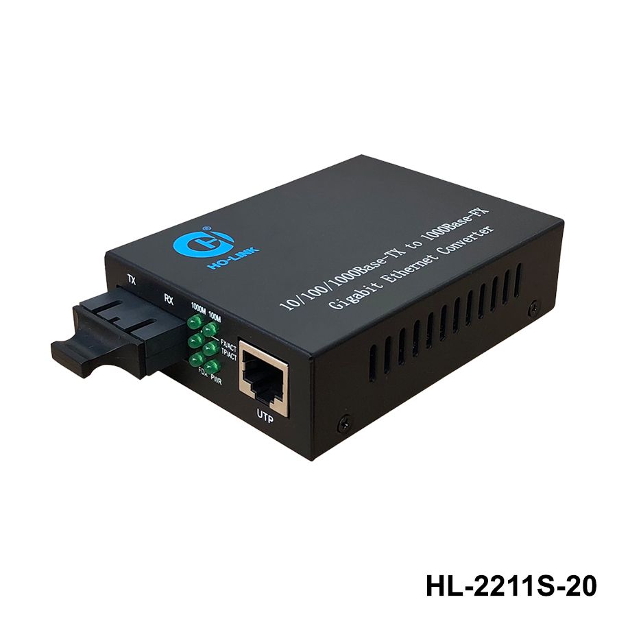 Bộ chuyển đổi quang điện 2 sợi quang 1000Mbps HO-LINK HL-2211S-20