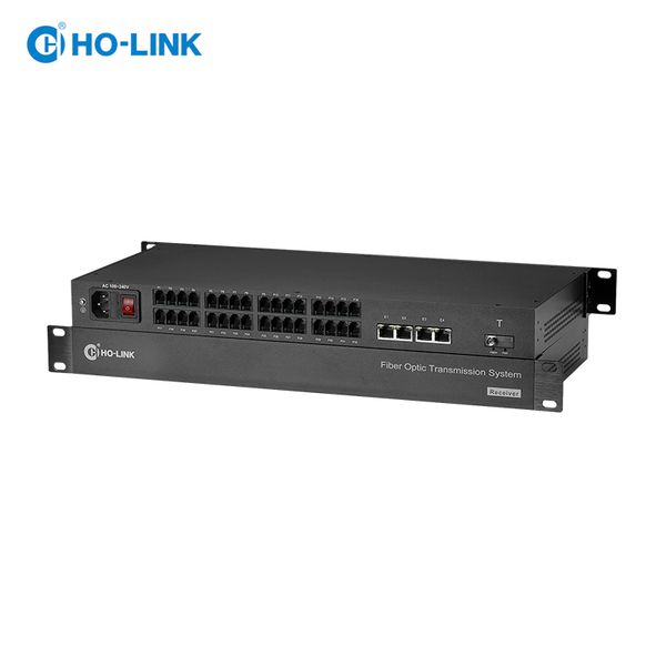  HL-32P4E-TRF bộ chuyển đổi quang thoại 32 kênh kèm cổng mạng HO-LINK 
