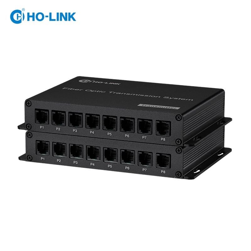 HL-8P2E-TRF bộ chuyển đổi quang thoại 8 kênh kèm cổng mạng HO-LINK