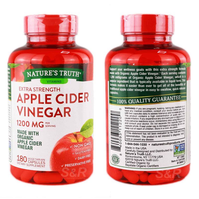 Apple Cider Vinegar 1200mg Nature's Truth 180 Viên - Viên Giấm Táo Hữu Cơ