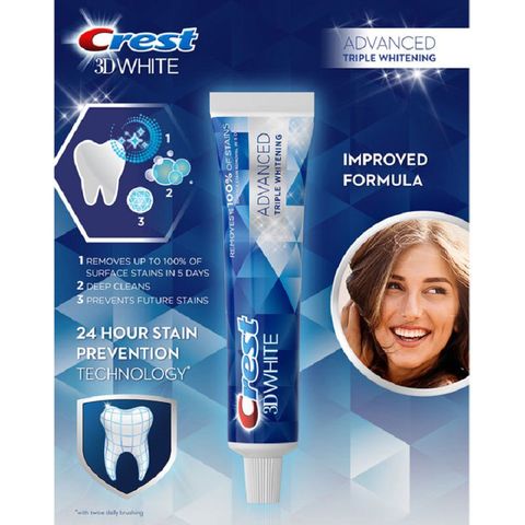 Kem Đánh Răng Crest 3D White Advanced Triple Whitening Toothpaste