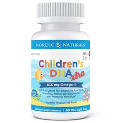 Nordic Naturals Children’s DHA Xtra 646mg Omega-3 Strawberry 90 Mini Chewable Soft Gels for Kids