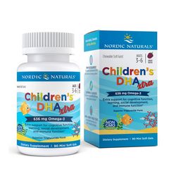 Nordic Naturals Children’s DHA Xtra 646mg Omega-3 Strawberry 90 Mini Chewable Soft Gels for Kids