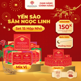  Set 15 hộp nhỏ Yến sào Sâm Ngọc Linh - Yến sào Khánh Hòa chưng sẵn 35% (hộp 70ml) 