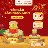  Set 12 hũ Yến sào Sâm Ngọc Linh - Yến sào Khánh Hòa chưng sẵn 35% (hũ 70ml) 