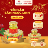 Set 15 hũ Yến sào Sâm Ngọc Linh - Yến sào Khánh Hòa chưng sẵn 35% (hũ 70ml) 