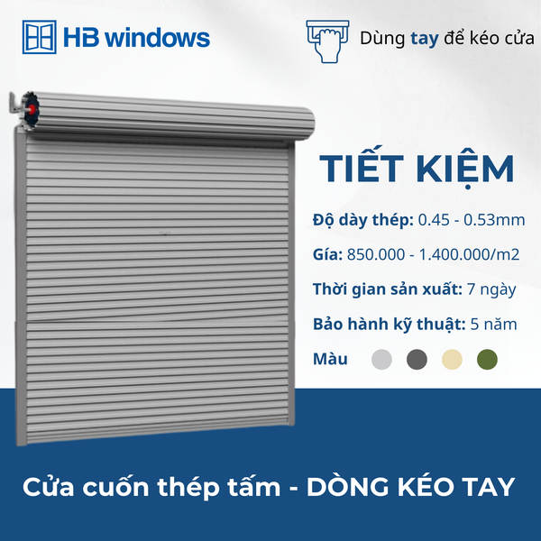 Cửa cuốn thép tấm - kéo tay
