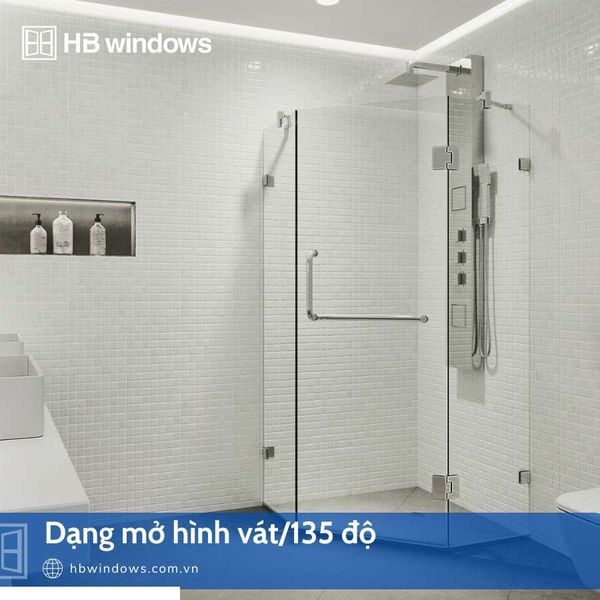 Vách kính phòng tắm 135 độ