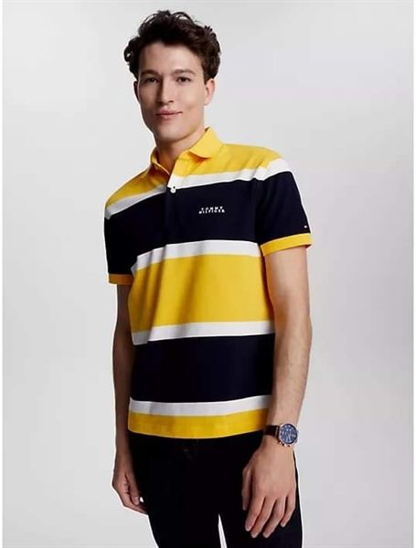  Áo Thun Polo Tommy Mens Rugby Stripe Regular Fit (Vàng) 