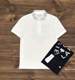  Áo Thun Polo Lacoste Men's Màu Trắng Regular Fit Mẫu Mới Polyester Cổ Phối Chữ To 