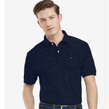  Áo Thun Tommy Hilfiger Cổ Polo Trơn, Xanh Trơn, Logo Nhỏ Ngay Ngực, Regular Fit 