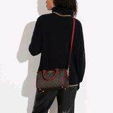  Túi Xách Coach Rowan Satchel In Signature Canvas CH280 Màu Nâu/Đỏ Size 26cm 
