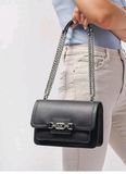  Túi Xách Michael Kors Heather Leather Da Trơn Màu Đen Cross Body Size Small 24 cm 