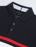  Áo Thun Polo Tommy Hilfiger Horizzon Stripe Màu Xanh Đen Đậm, Dáng Slim Fit 