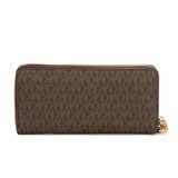  Vì Nữ Dài Michael Kors Brown Signature Logo Prin Canvas Travel Wallet Size 21cm 