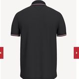  Áo Thun Tommy Hilfiger Cổ Polo Kẻ Sọc, Màu Đen Trơn, Logo Nhỏ Ngay Ngực, Regular Fit 